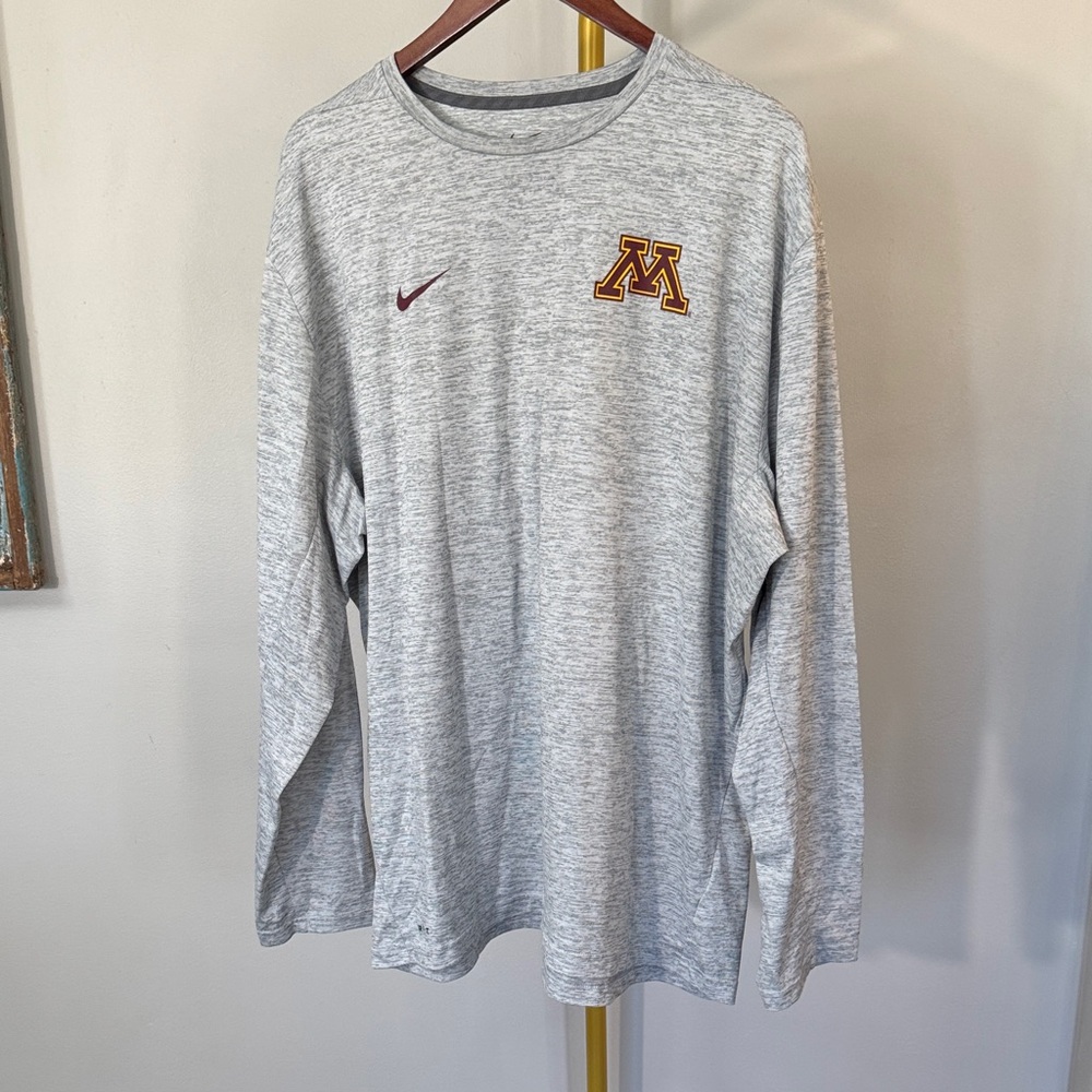 Nike Gray Long-Sleeve Tee with Maroon & Gold Minnesota 'Gopher logo XXL